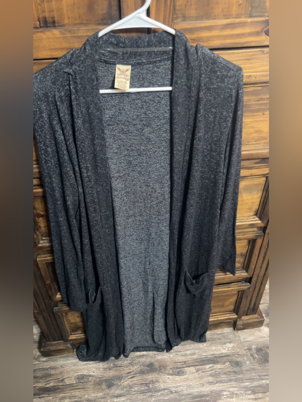 Women's Charcoal Open-Front Cardigan Sweater